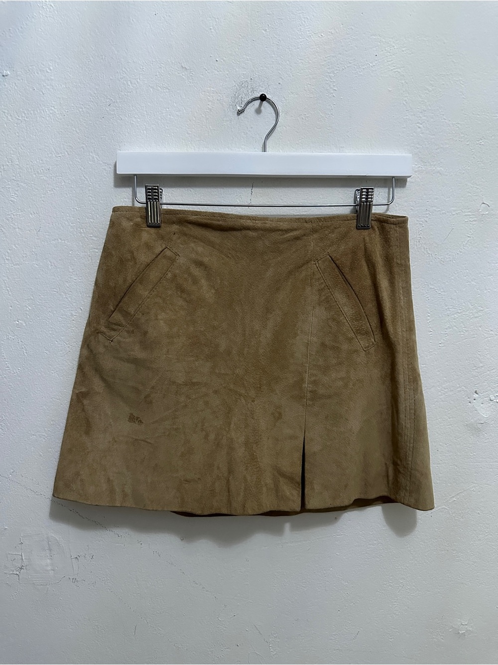 BLANKNYC Women’s Genuine Leather Suede Mini Skirt Size 26 Brown Zip